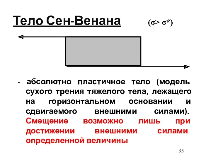 Тело Сен-Венана - абсолютно пластичное тело (модель сухого трения тяжелого