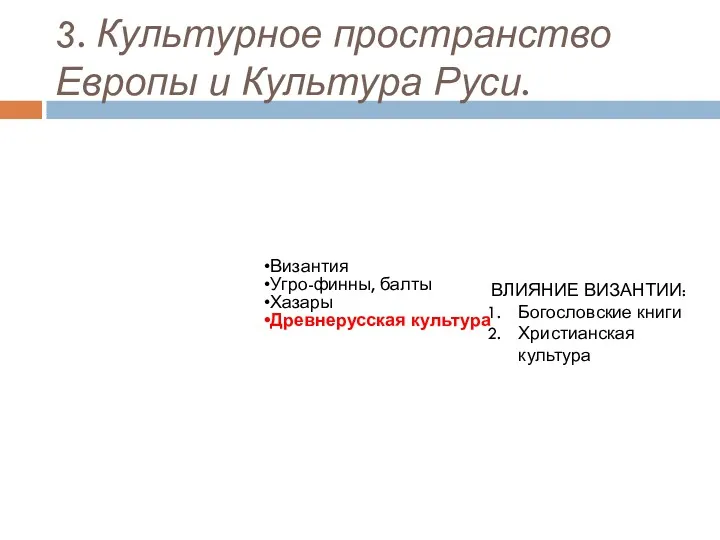 3. Культурное пространство Европы и Культура Руси. Византия Угро-финны, балты