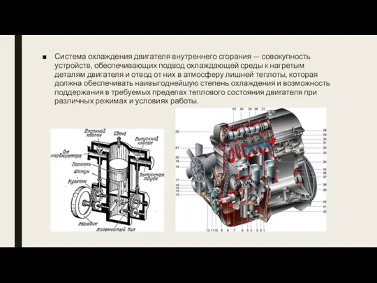 Система охлаждения двигателя внутреннего сгорания — совокупность устройств, обеспечивающих подвод