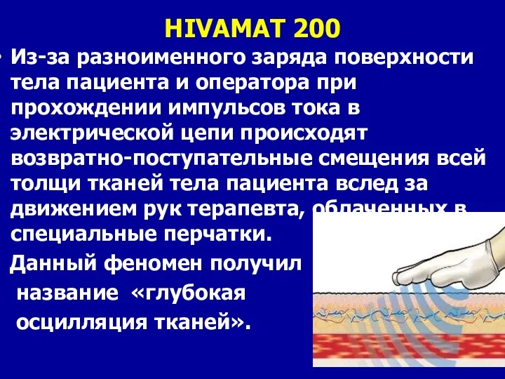 HIVAMAT 200 Из-за разноименного заряда поверхности тела пациента и оператора