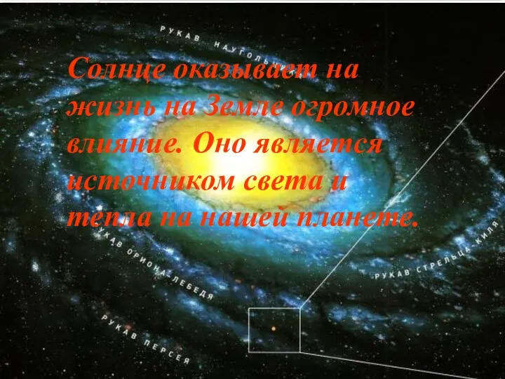 Солнце оказывает на жизнь на Земле огромное влияние. Оно является