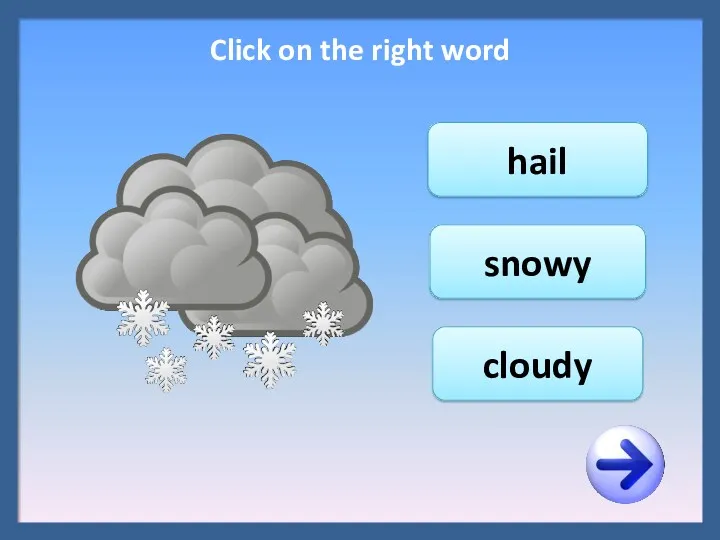 hail snowy cloudy Click on the right word