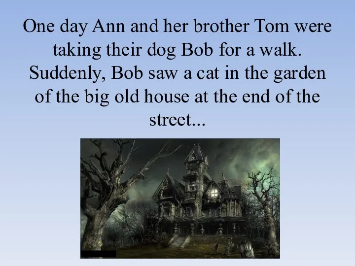 One day Ann and her brother Tom were taking their dog Bob for