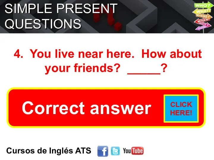 SIMPLE PRESENT QUESTIONS Cursos de Inglés ATS 4. You live