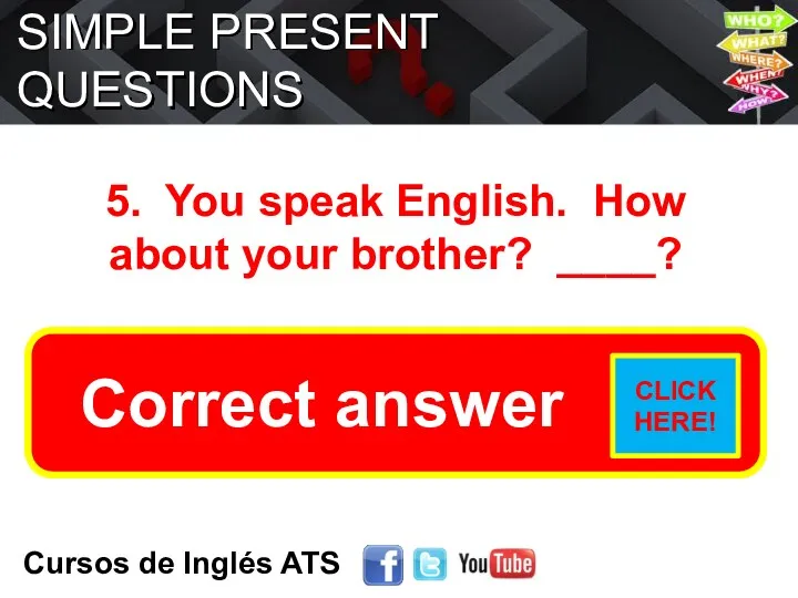 SIMPLE PRESENT QUESTIONS Cursos de Inglés ATS 5. You speak