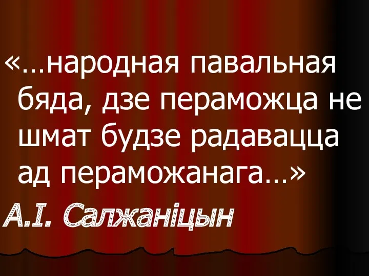 «…народная павальная бяда, дзе пераможца не шмат будзе радавацца ад пераможанага…» А.І. Салжаніцын