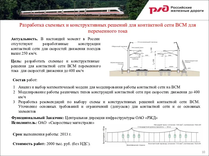 Разработка схемных и конструктивных решений для контактной сети ВСМ для