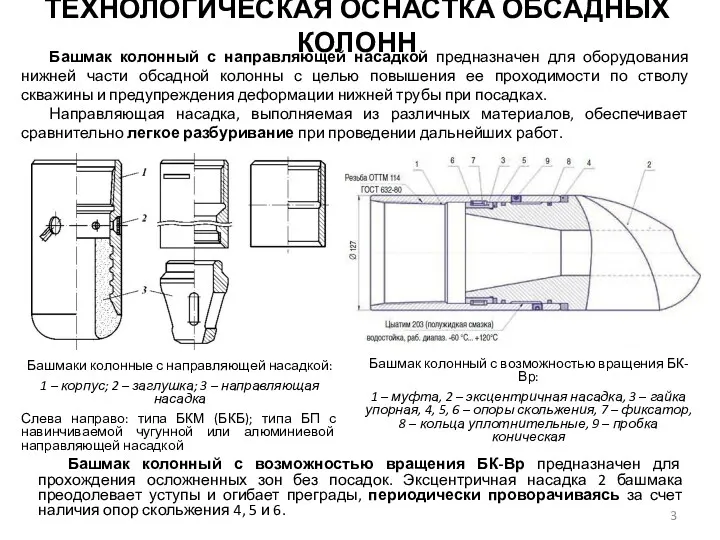 Башмаки колонные с направляющей насадкой: 1 – корпус; 2 –