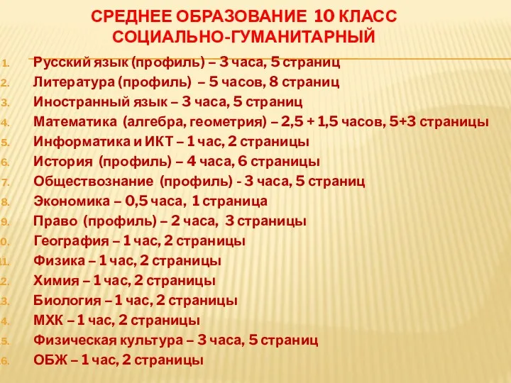 СРЕДНЕЕ ОБРАЗОВАНИЕ 10 КЛАСС СОЦИАЛЬНО-ГУМАНИТАРНЫЙ Русский язык (профиль) – 3