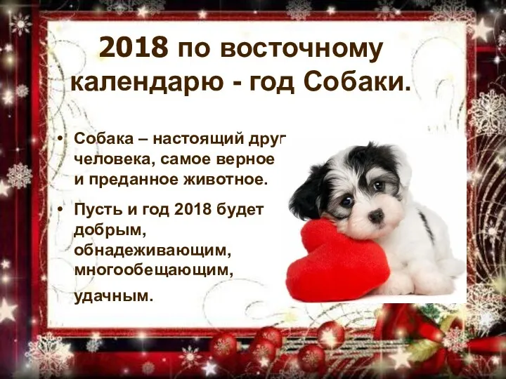 2018 по восточному календарю - год Собаки. Собака – настоящий