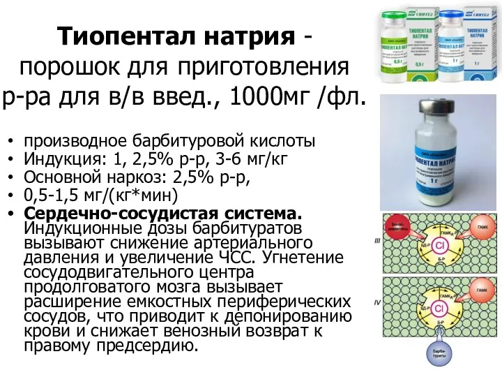 Тиопентал натрия - порошок для приготовления р-ра для в/в введ.,