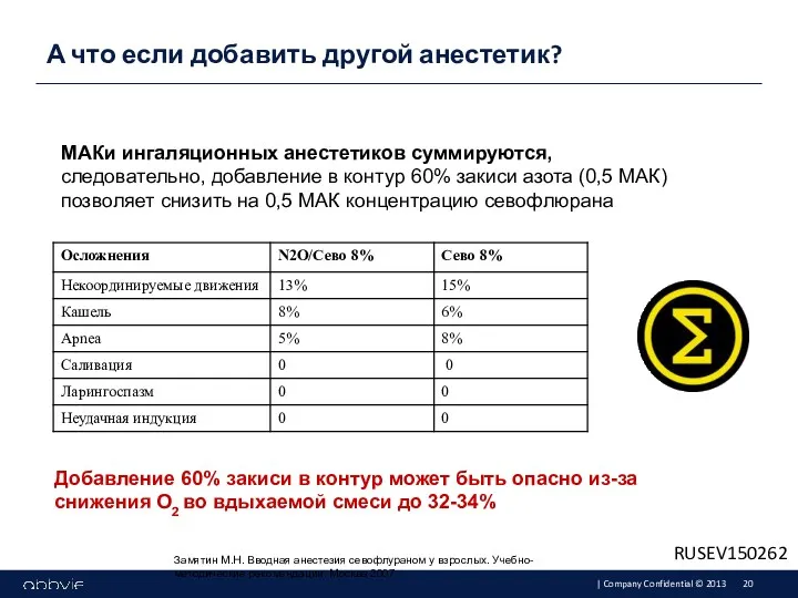 А что если добавить другой анестетик? МАКи ингаляционных анестетиков суммируются,