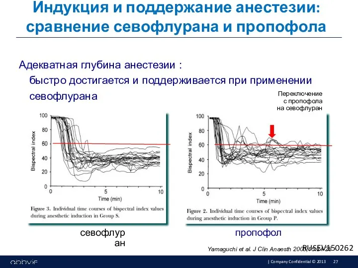 Адекватная глубина анестезии : быстро достигается и поддерживается при применении