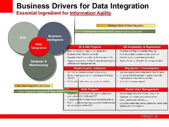 Business Drivers for Data Integration Essential Ingredient for Information Agility Strategic Value of
