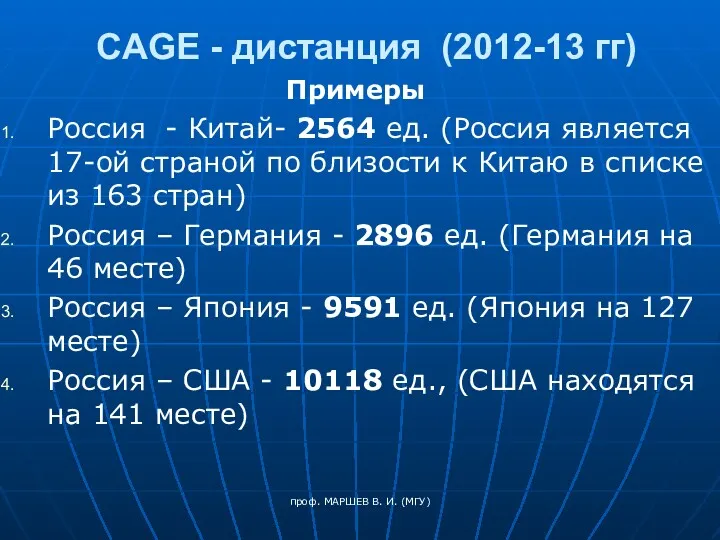 проф. МАРШЕВ В. И. (МГУ) CAGE - дистанция (2012-13 гг)