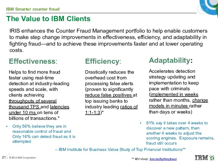 The Value to IBM Clients | ©2015 IBM Corporation Only