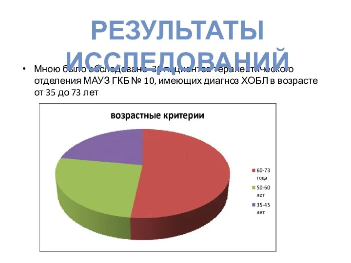 Мною было обследовано 30 пациентов терапевтического отделения МАУЗ ГКБ №