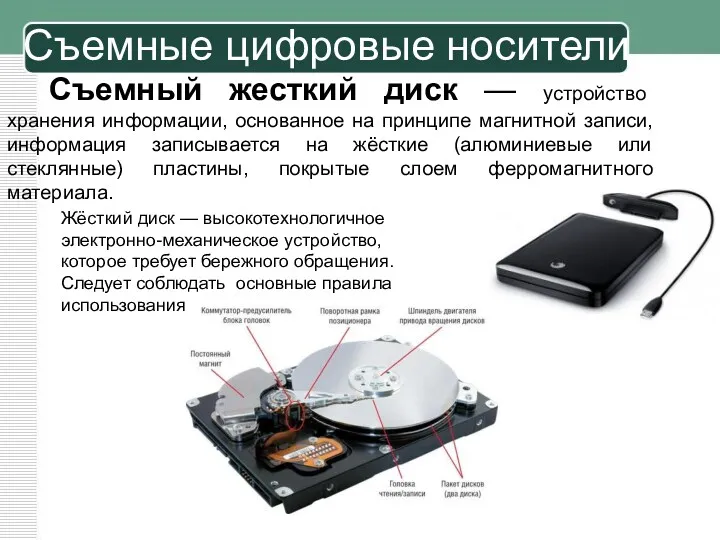 Съемный жесткий диск — устройство хранения информации, основанное на принципе