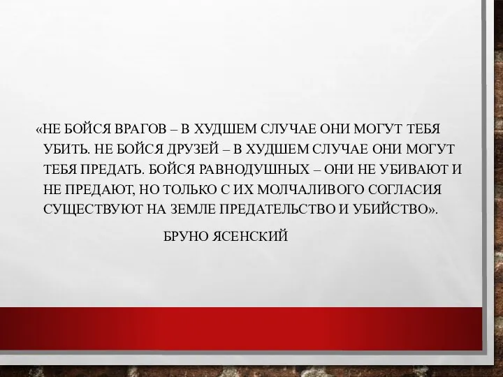 «НЕ БОЙСЯ ВРАГОВ – В ХУДШЕМ СЛУЧАЕ ОНИ МОГУТ ТЕБЯ