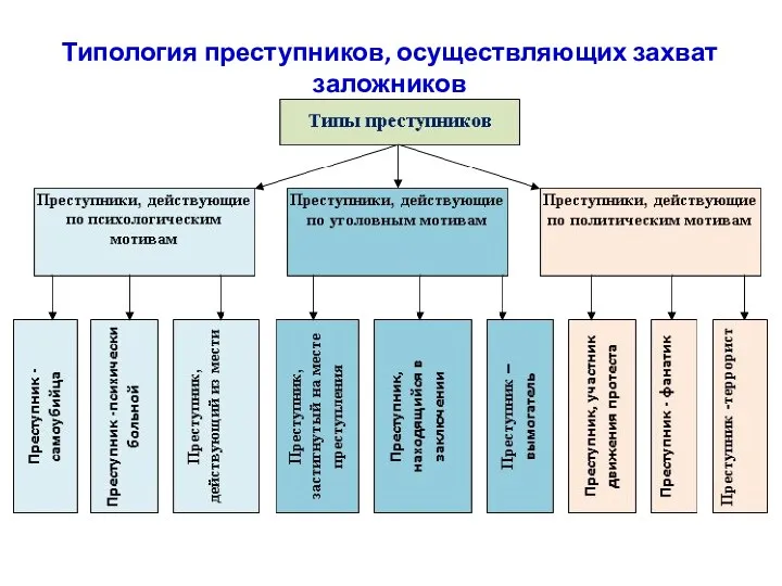 Типология преступников, осуществляющих захват заложников