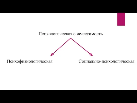 Психологическая совместимость Психофизиологическая Социально-психологическая