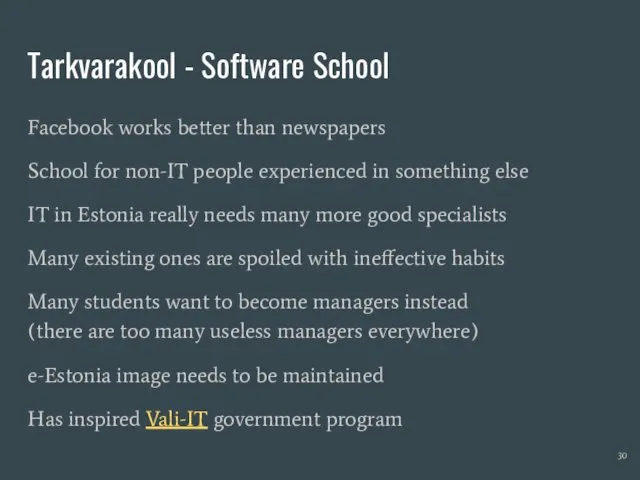 Tarkvarakool - Software School Facebook works better than newspapers School