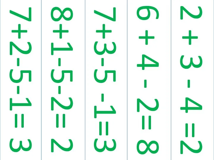 7+2-5-1= 3 8+1-5-2= 2 2 + 3 - 4 =2