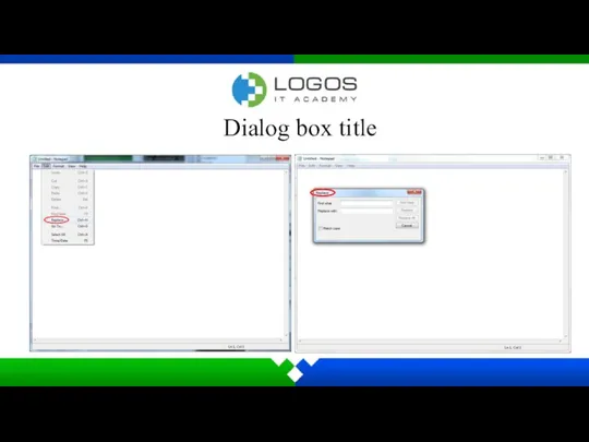 Dialog box title