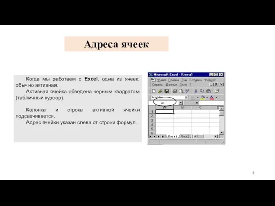 Когда мы работаем с Excel, одна из ячеек обычно активная.