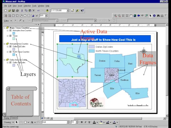 Active Data Frame Data Frames Layers