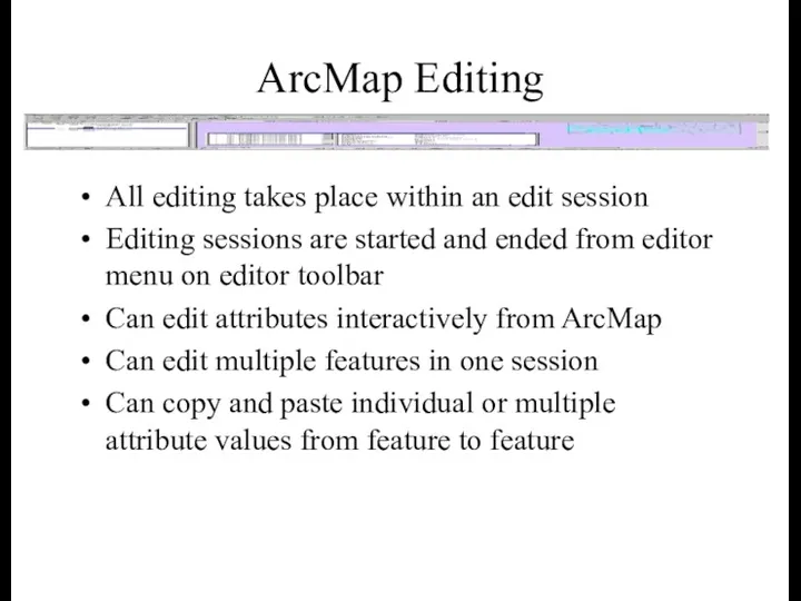 ArcMap Editing All editing takes place within an edit session
