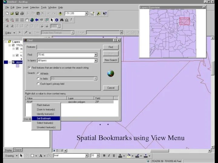 Spatial Bookmarks using View Menu