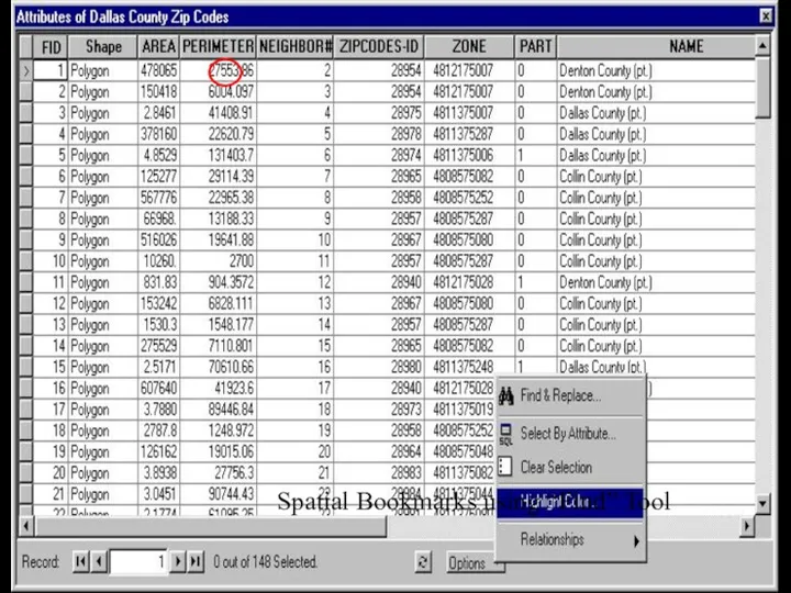 Spatial Bookmarks using “Find” Tool