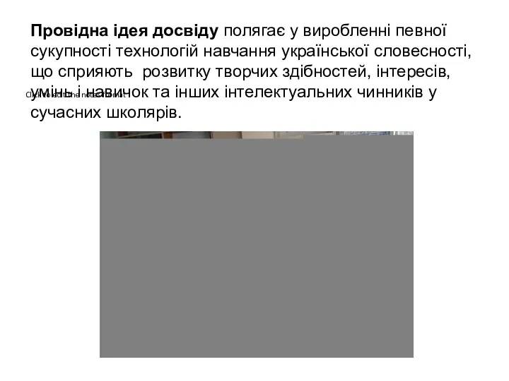 Провідна ідея досвіду полягає у виробленні певної сукупності технологій навчання