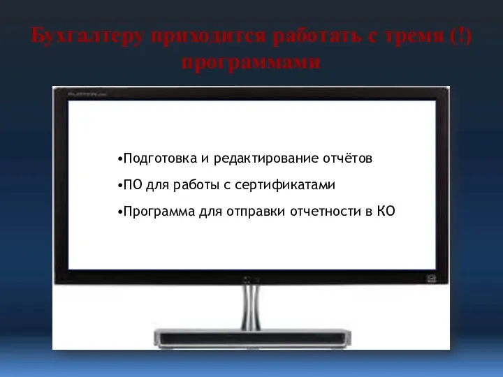 Бухгалтеру приходится работать с тремя (!) программами