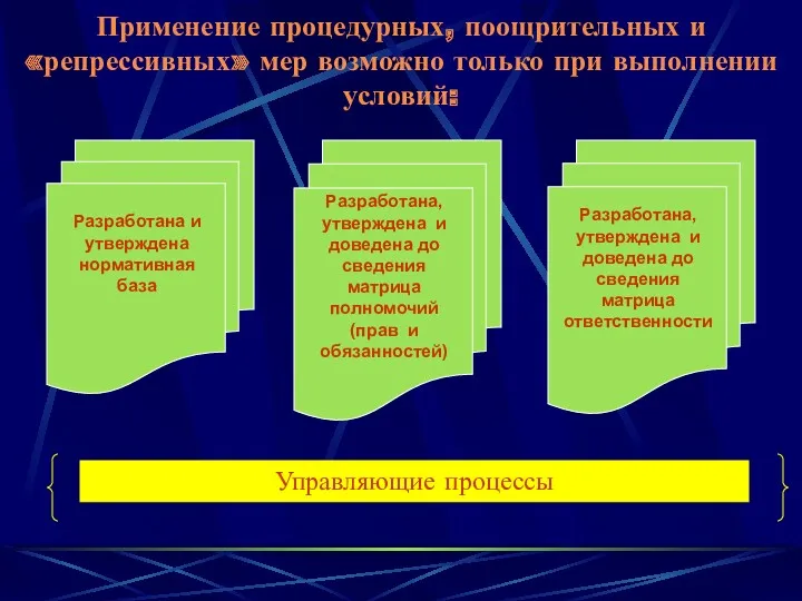 Применение процедурных, поощрительных и «репрессивных» мер возможно только при выполнении