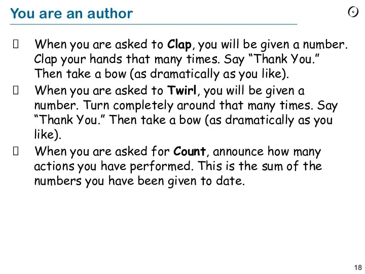 You are an author When you are asked to Clap,