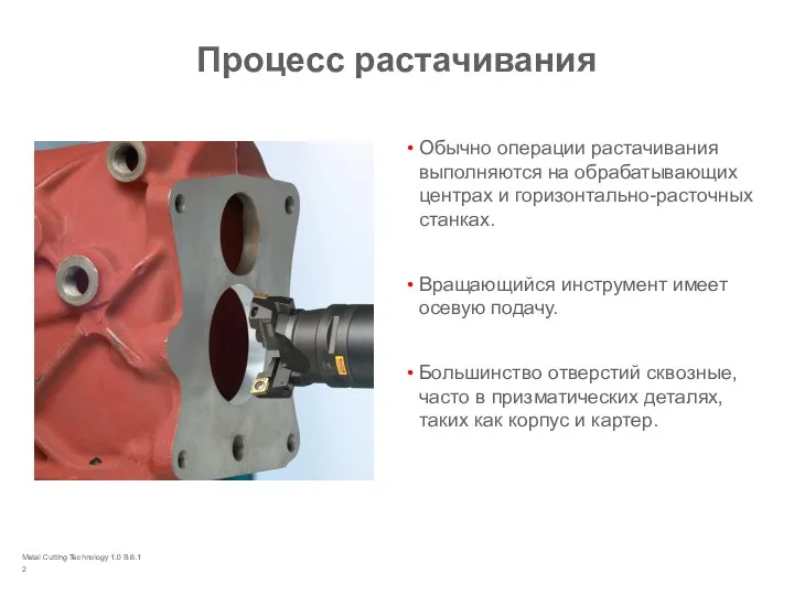 Metal Cutting Technology 1.0 B 8.1 Процесс растачивания Обычно операции