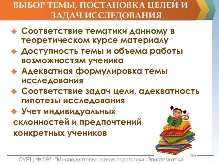 ВЫБОР ТЕМЫ, ПОСТАНОВКА ЦЕЛЕЙ И ЗАДАЧ ИССЛЕДОВАНИЯ Соответствие тематики данному в теоретическом курсе