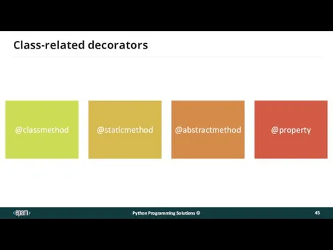 Class-related decorators Python Programming Solutions ©
