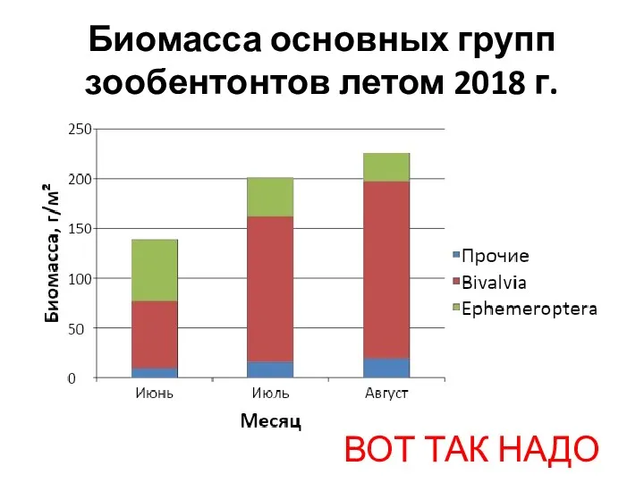 Биомасса основных групп зообентонтов летом 2018 г. ВОТ ТАК НАДО