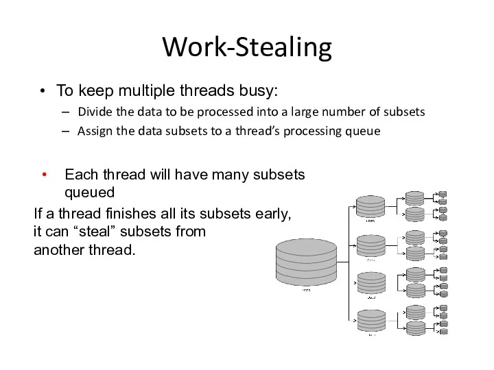 Work-Stealing To keep multiple threads busy: Divide the data to