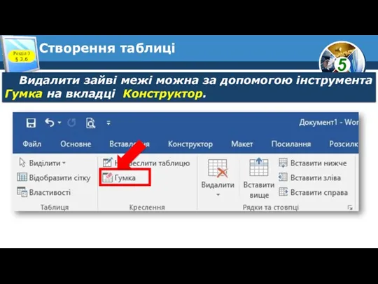 Створення таблиці Розділ 3 § 3.6 Видалити зайві межі можна