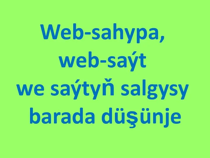 Web-sahypa, web-saýt we saýtyň salgysy barada düşünje