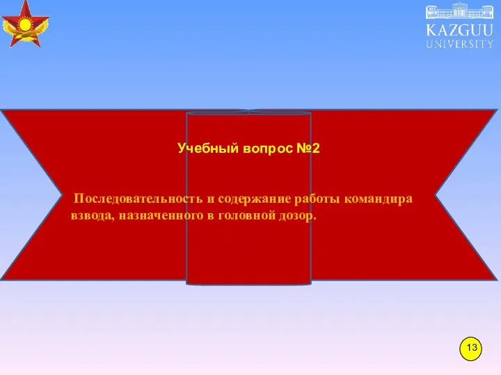 Учебный вопрос №2 Последовательность и содержание работы командира взвода, назначенного в головной дозор.