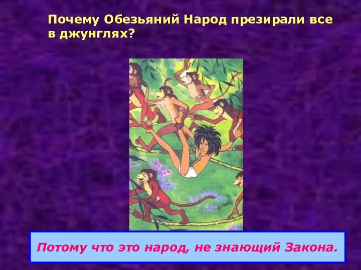 Почему Обезьяний Народ презирали все в джунглях? Потому что это народ, не знающий Закона.