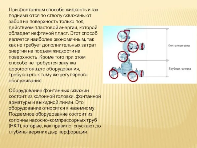 При фонтанном способе жидкость и газ поднимаются по стволу скважины