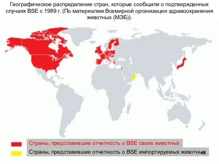 Страны, представившие отчетность о BSE импортируемых животных Страны, представившие отчетность о BSE своих