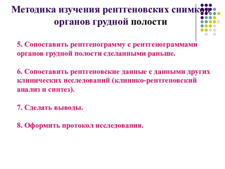 Методика изучения рентгеновских снимков органов грудной полости 5. Сопоставить рентгенограмму