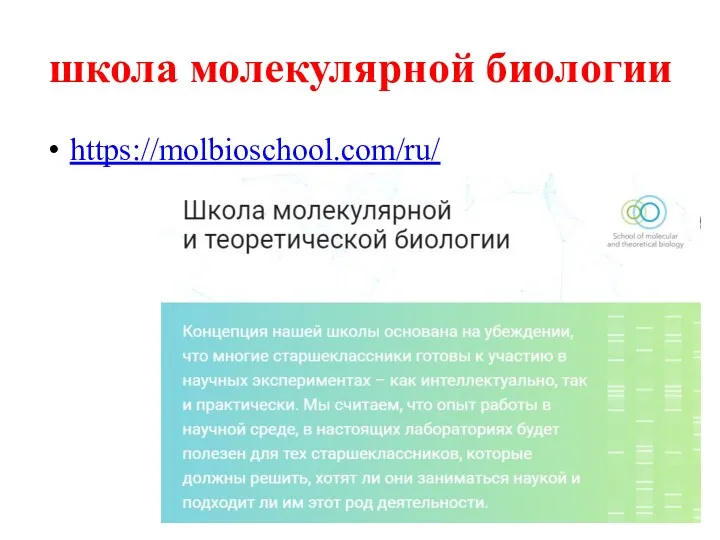 школа молекулярной биологии https://molbioschool.com/ru/